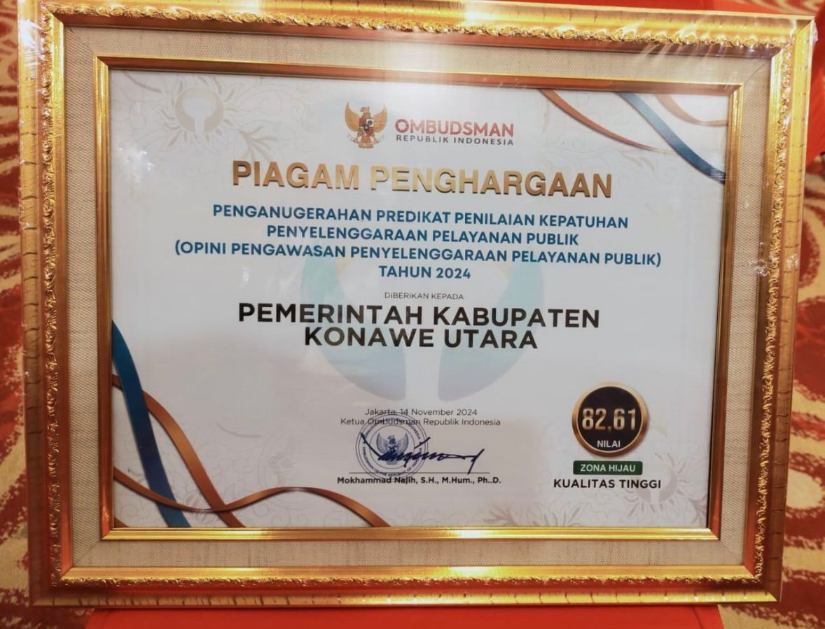 Pemkab Konawe Utara Raih Penghargaan Bergengsi dari Ombudsman RI 2 IMG 20241210 WA0047