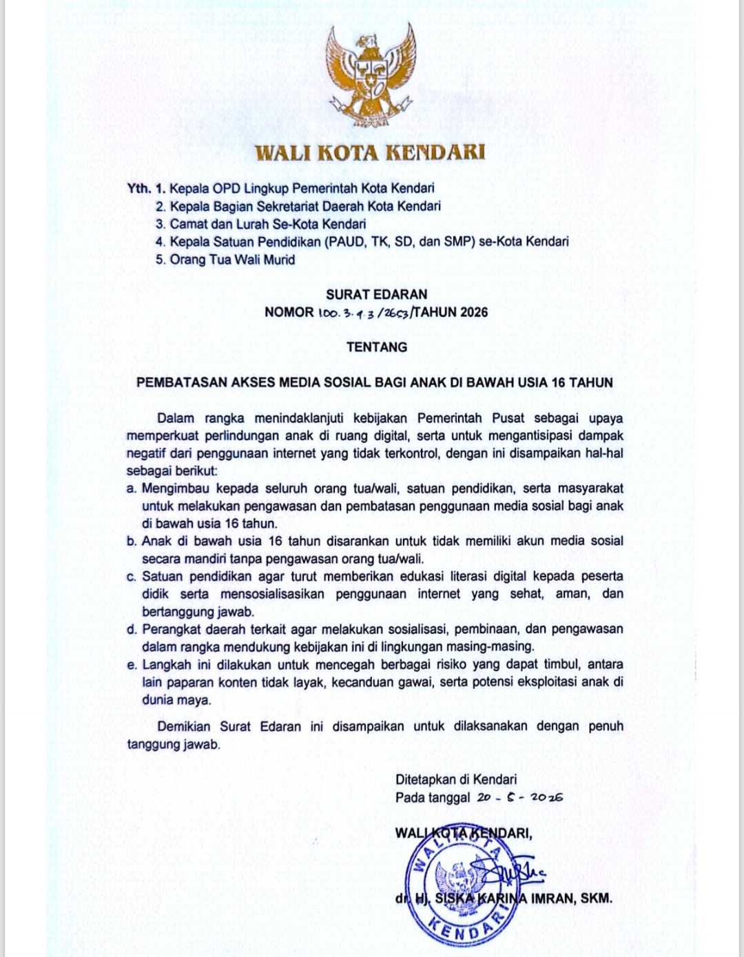 Cegah Dampak Negatif Internet, Wali Kota Kendari Terbitkan Edaran Perlindungan Anak 3 Screenshot 20260520 162940 OneDrive